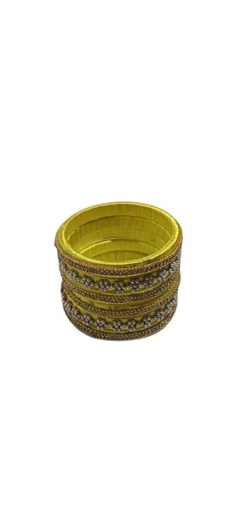 Green and Gold Silk Thread Bangle Set