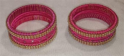 Indian Traditional Silk Thread Bangles With Stone Work