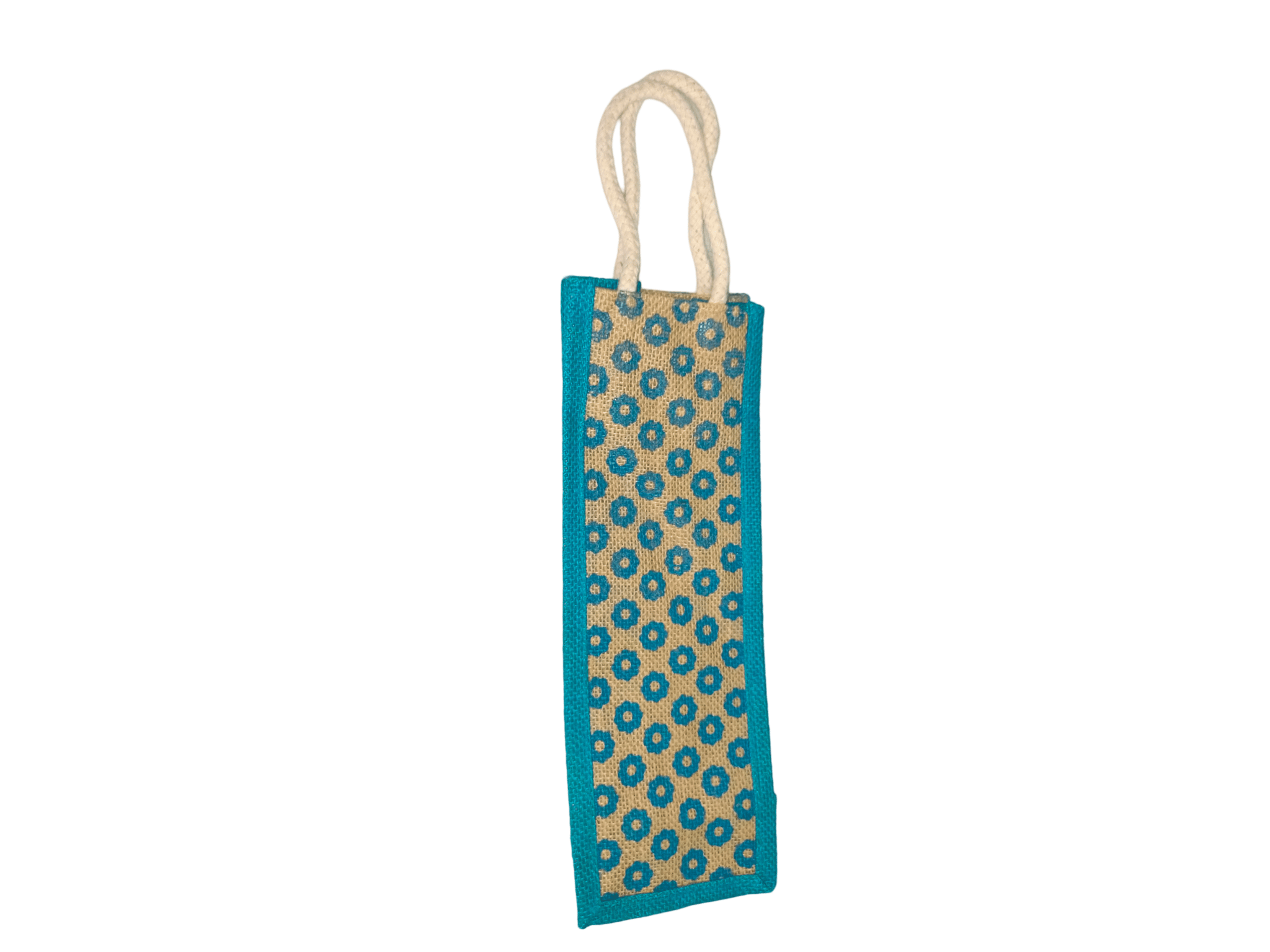 Blue Colour Jute Water Bottle Bag