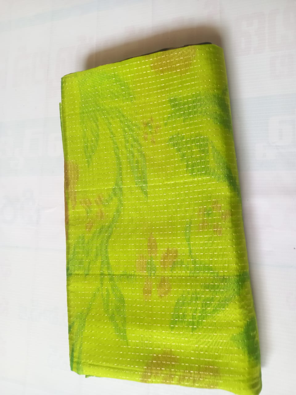 Green Tissue Saree With Silver Zari Work