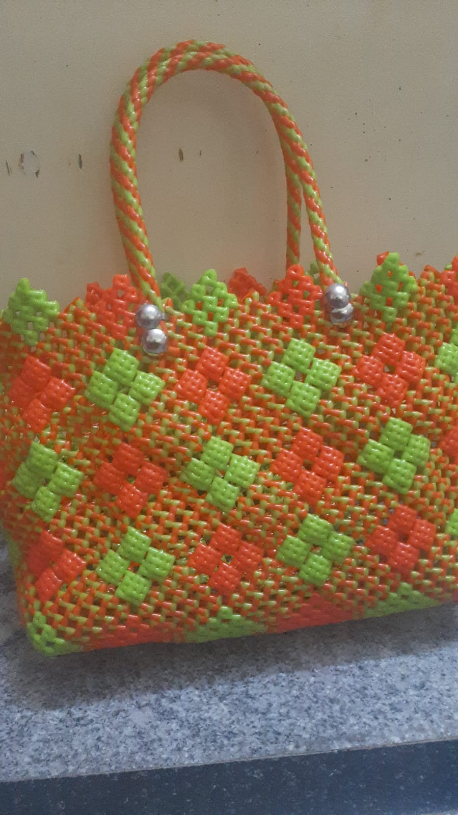 Handwoven Green and Orange Market Tote
