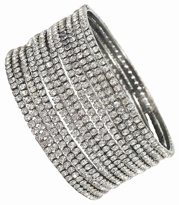 Sparkling Rhinestone Bangle Bracelet Set