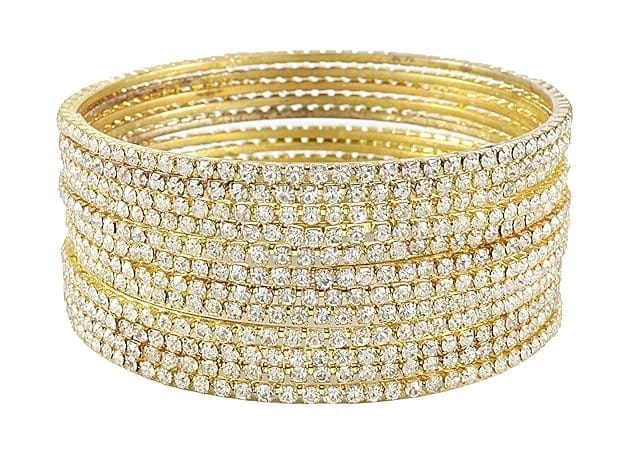 Gold Plated Rhinestone Bangle Set