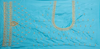 Aqua Blue Saree Blouse With Stone Work