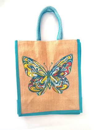 Butterfly Jute Tote Bag