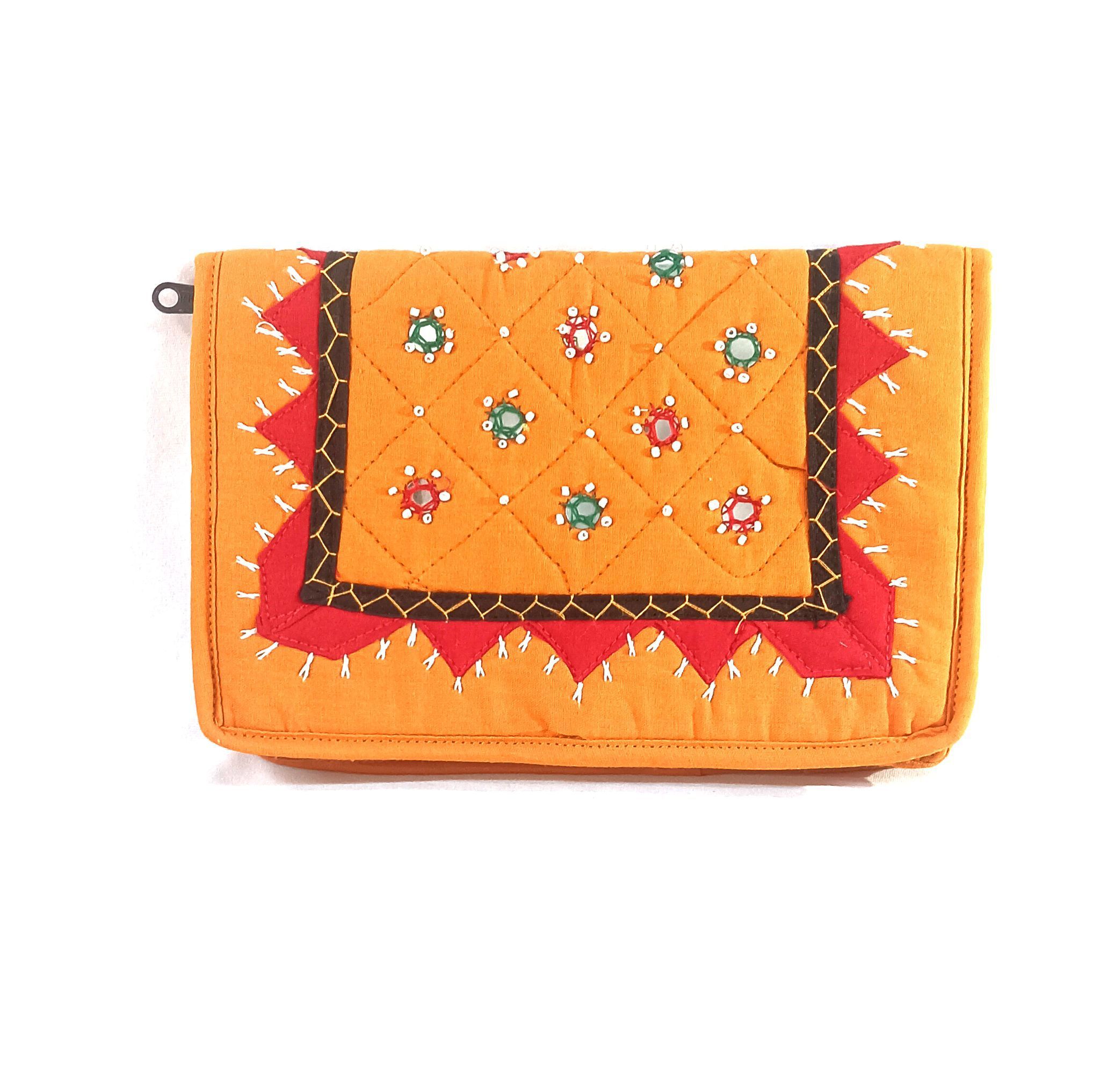 Embroidered Handcrafted Indian Ethnic Mirror Work Wallet Clutch Purse