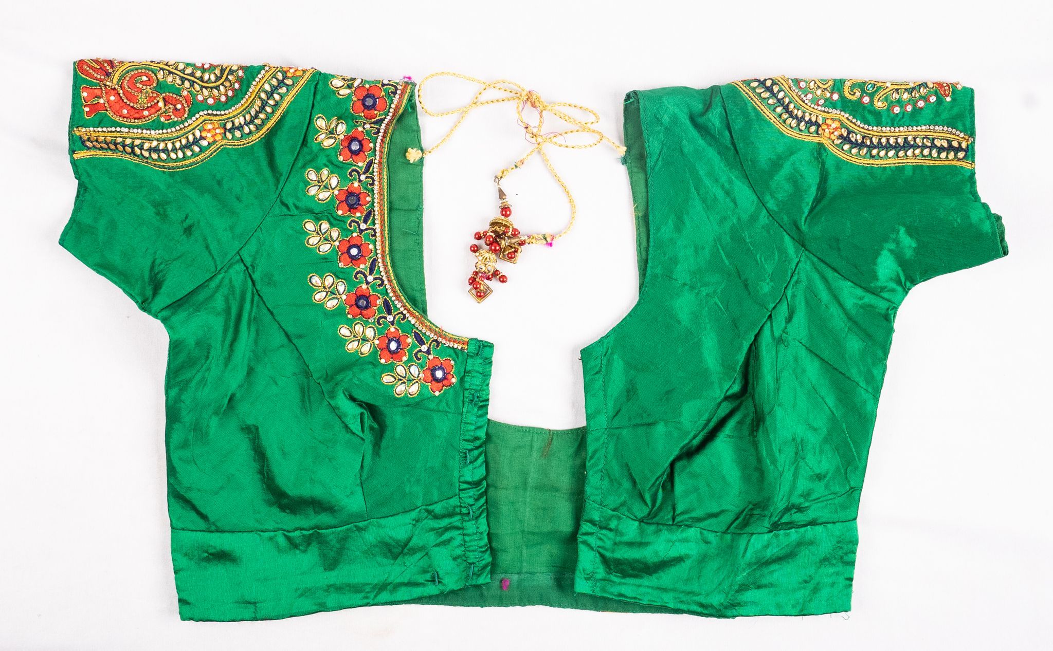 Green Embroidered Cotton Blouse