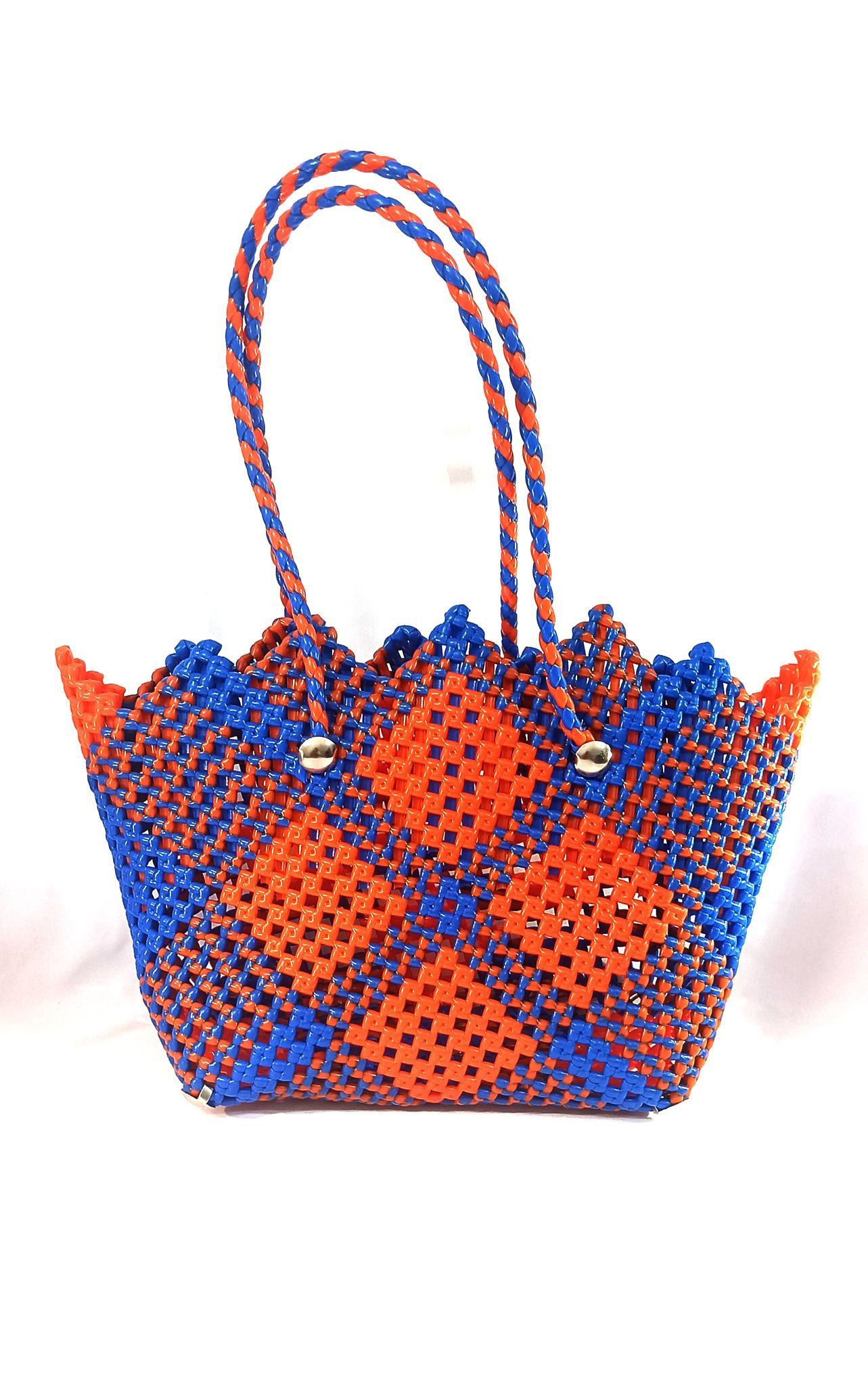 Handmade Colorful Plastic Woven Tote Bag