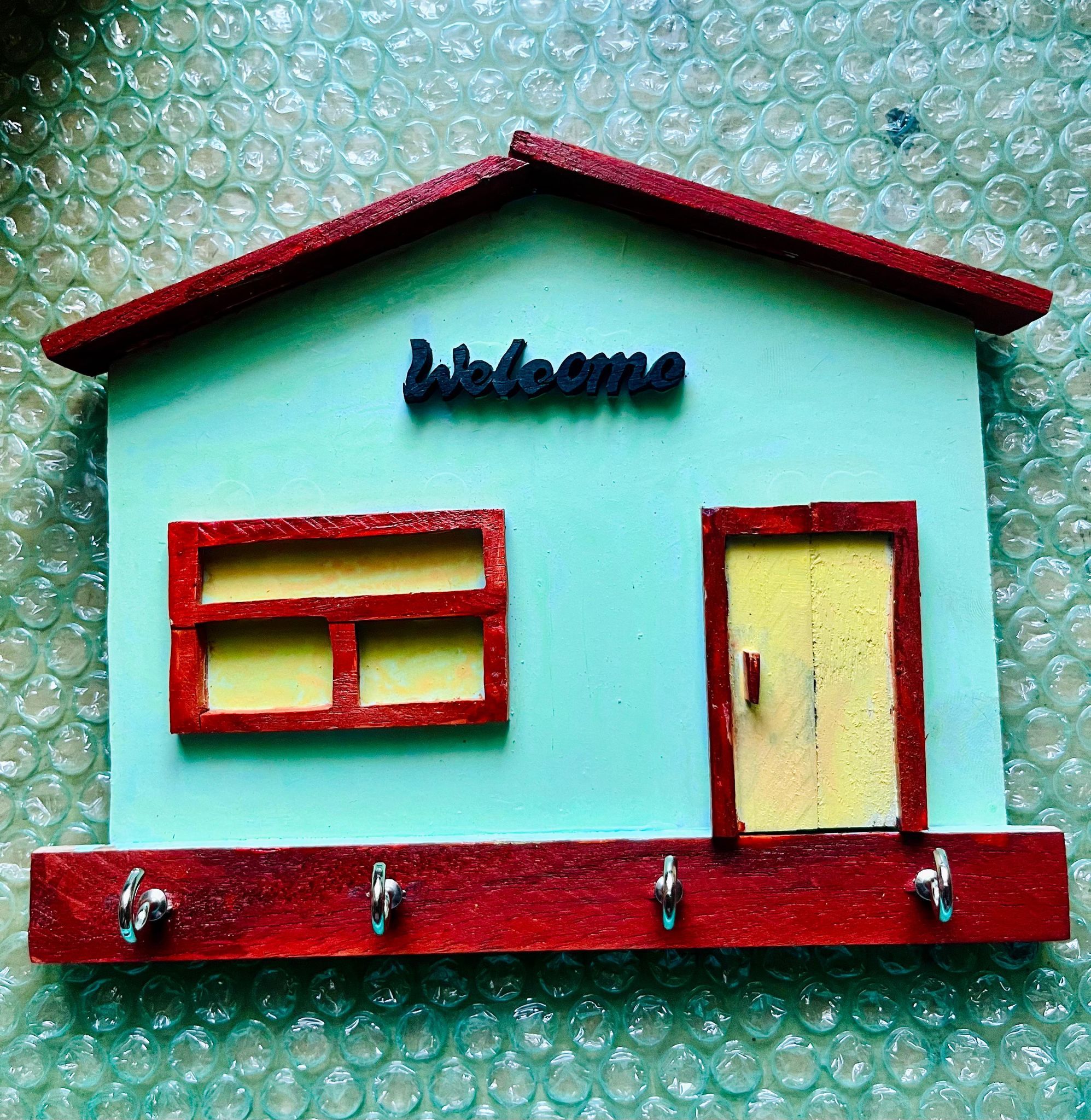 Handcrafted Wooden Home Decor Key Holder (4 Hooks)