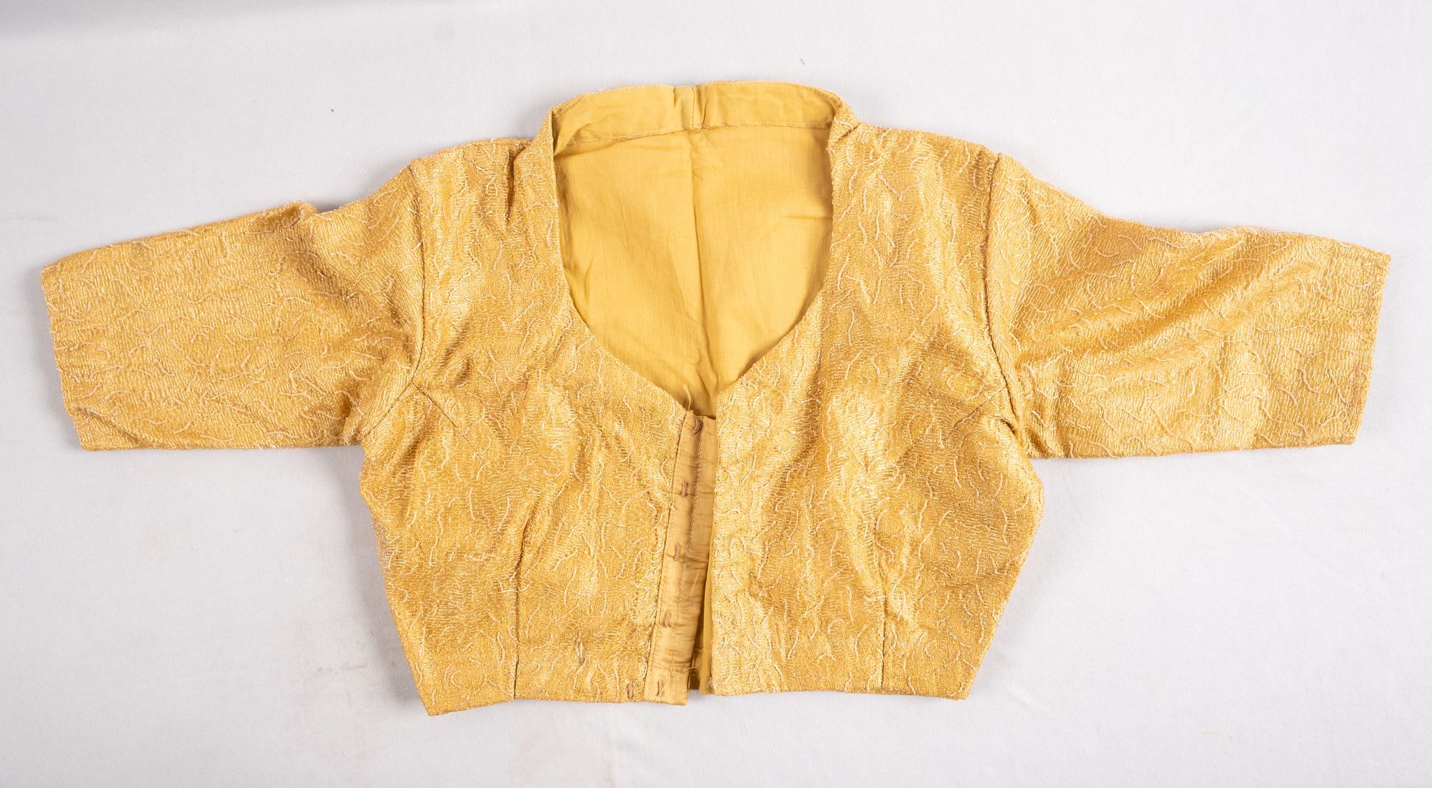 Yellow Embroidered Brocade Blouse