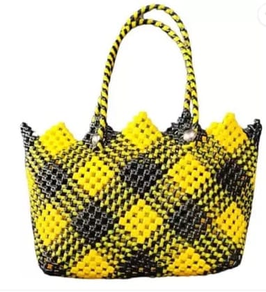 Handwoven Picnic Basket with Checkered Pattern