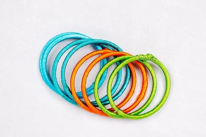 Set of 6 Colorful Silk Thread Bangles Set of 6 Colorful Silk Thread Bangles
