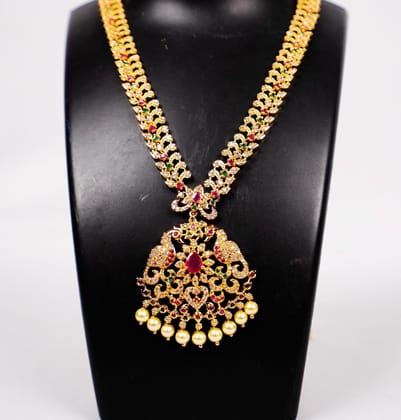 Stunning antique gold plated mango haram with rubies and emeralds Stunning antique gold plated mango haram with rubies and emeralds