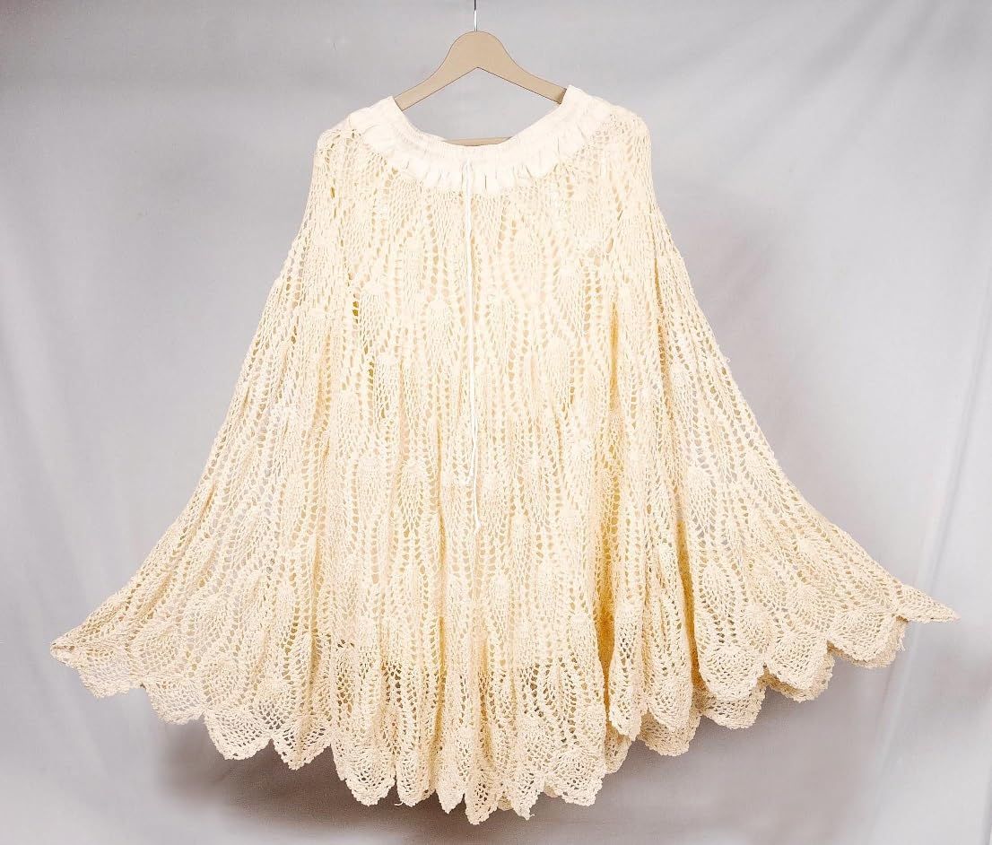 Handmade Cream White Crochet Maxi Skirt