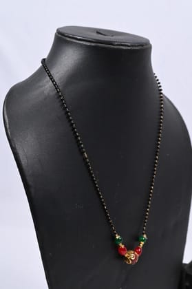 Black Beads Mangalsutra with Green and Red Beads