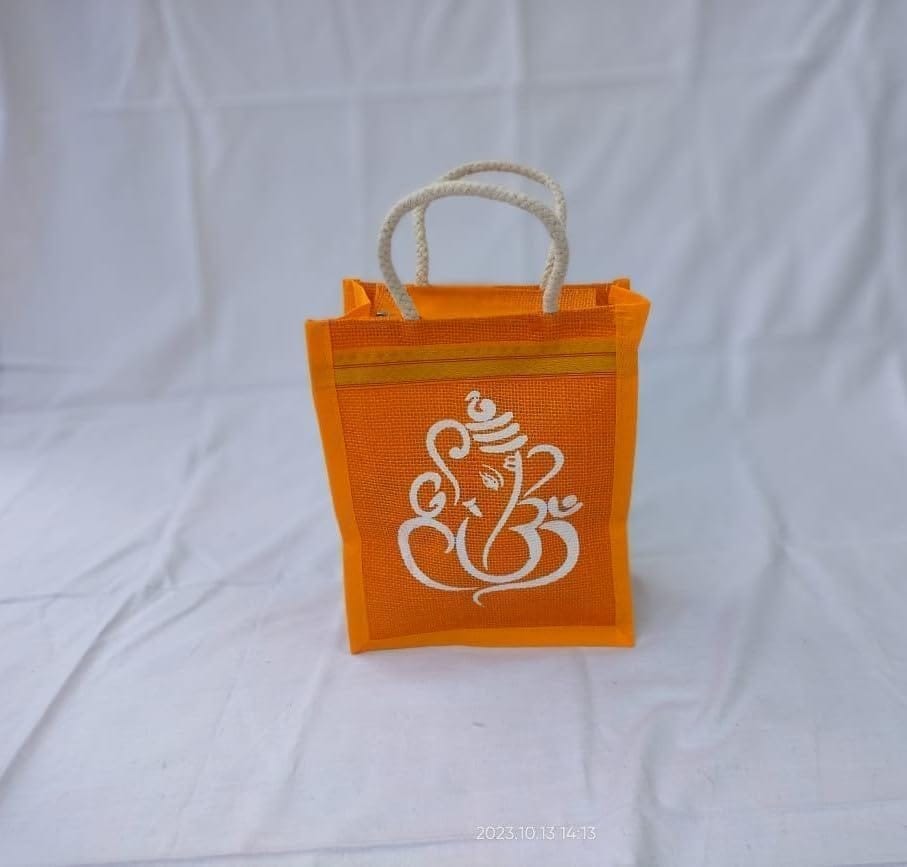 Wedding Return Gifts Yellow Color Jute Bag (12 pcs)