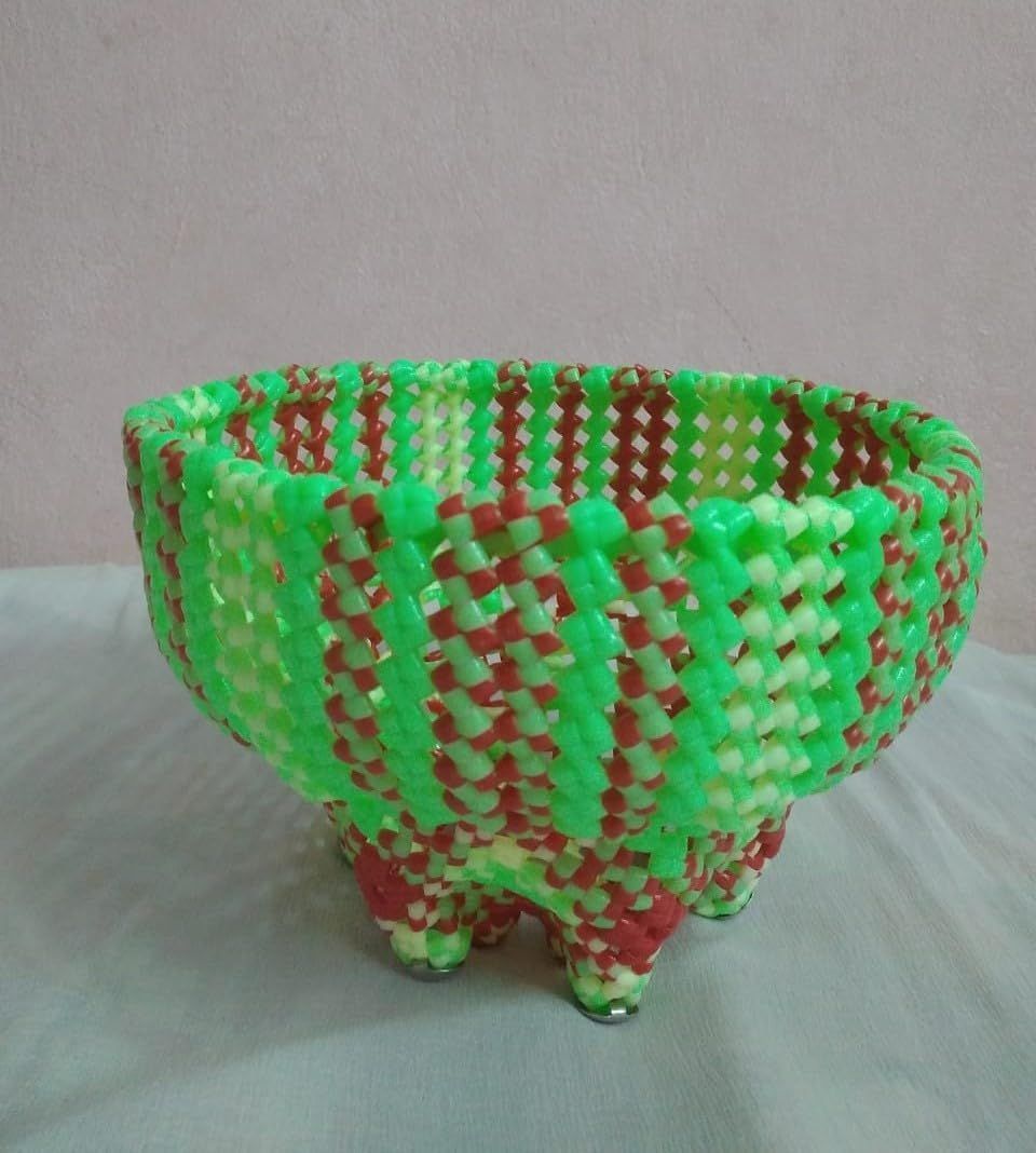 Handwoven Plastic Fruit Basket