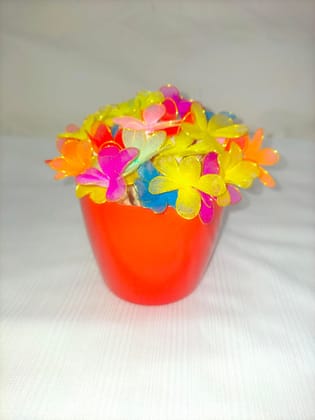 Artificial Stocking Small Multicolour Flowers with Pot Handmade