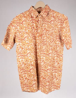 Kalamkari Cotton Shirt orange