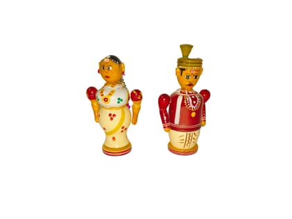 Etikoppaka Handicrafts Wooden Pellikoduku & Pellikuthuru Pair
