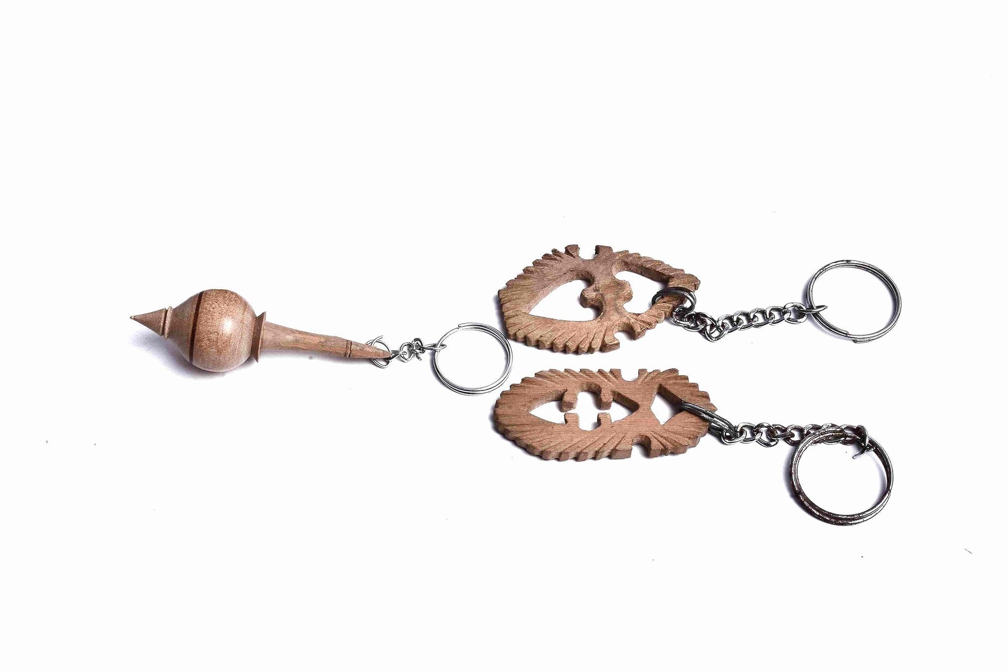 "2PCS Retro Style Wooden Key Chain Pendant Carved Phoenix Keyring Bag Hanging Ornament"