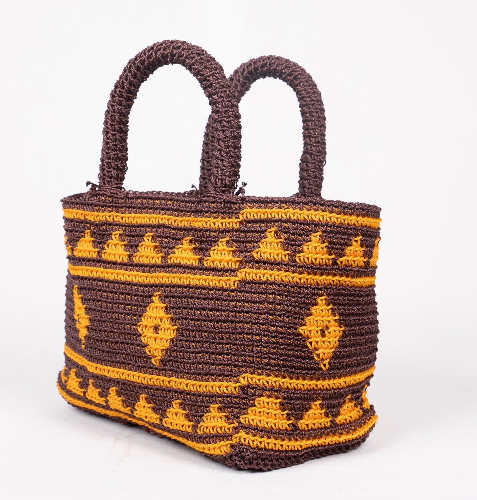 Handmade Crochet Tote Bag with Geometric Patterns