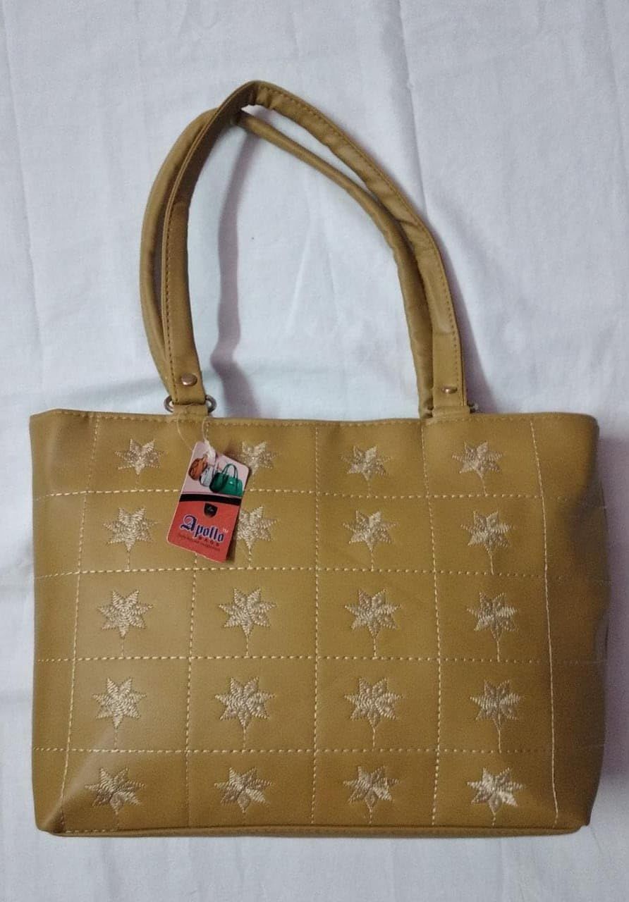 Women's Handbag - Stylish Embroidered Faux Leather Tote Bag with Double Handles