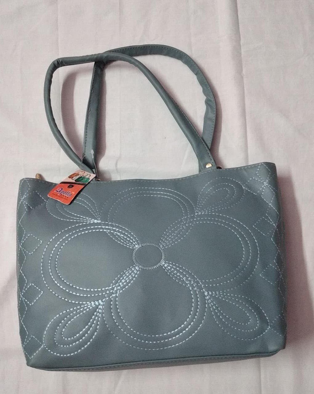 Women's Solid Color Faux Leather Tote Bag with Top Handle and Zipper Closure