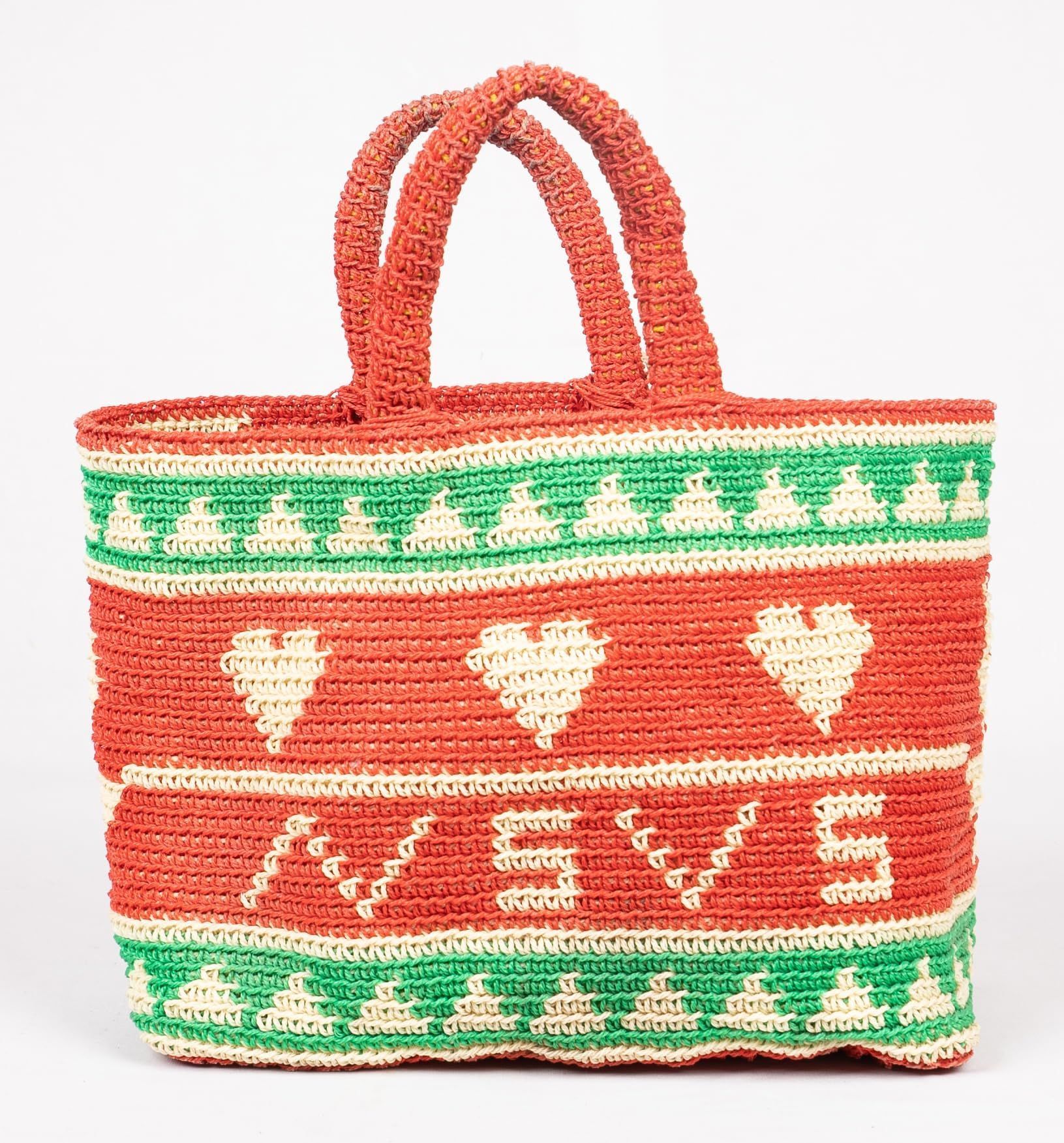 Handwoven Market Tote Bag with Colorful Geometric Pattern