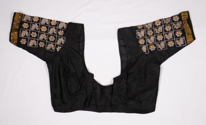 Black blouse with intricate zari embroidery Black blouse with intricate zari embroidery