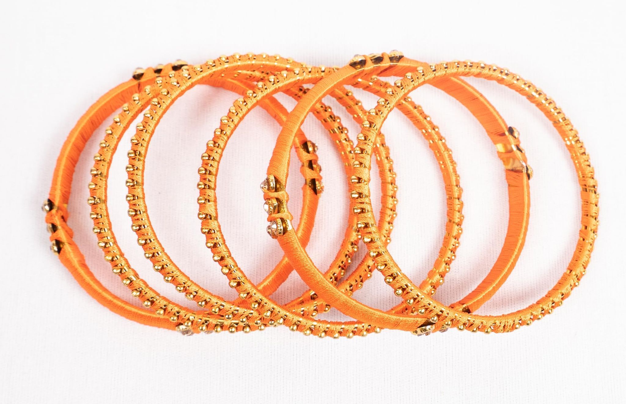 Orange Silk Thread Bangle Set of 4