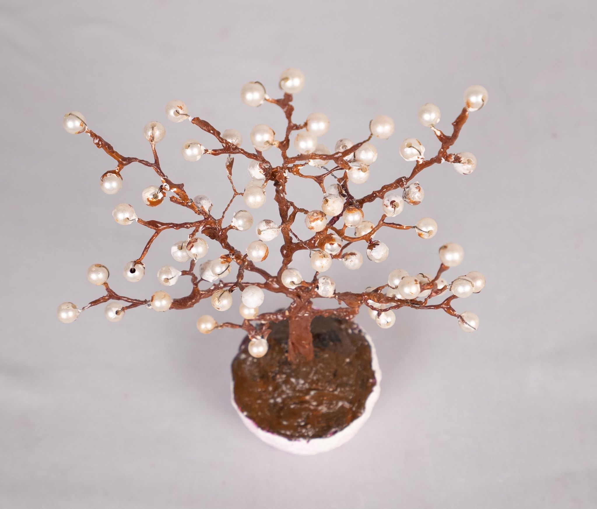 Bonsai Tree of Life Wire Sculpture With Faux Pearls