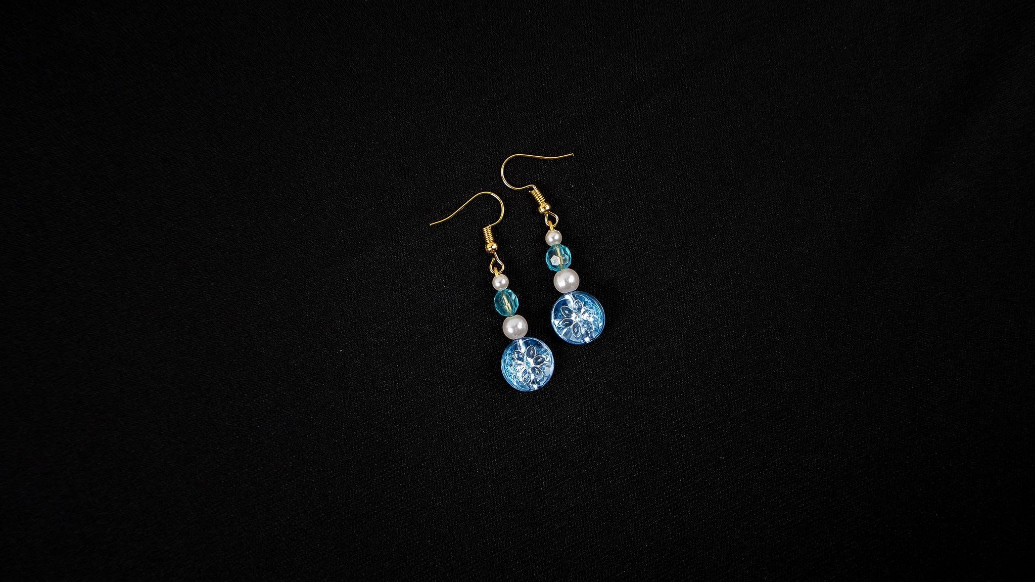 Elegant Blue Beaded Earrings