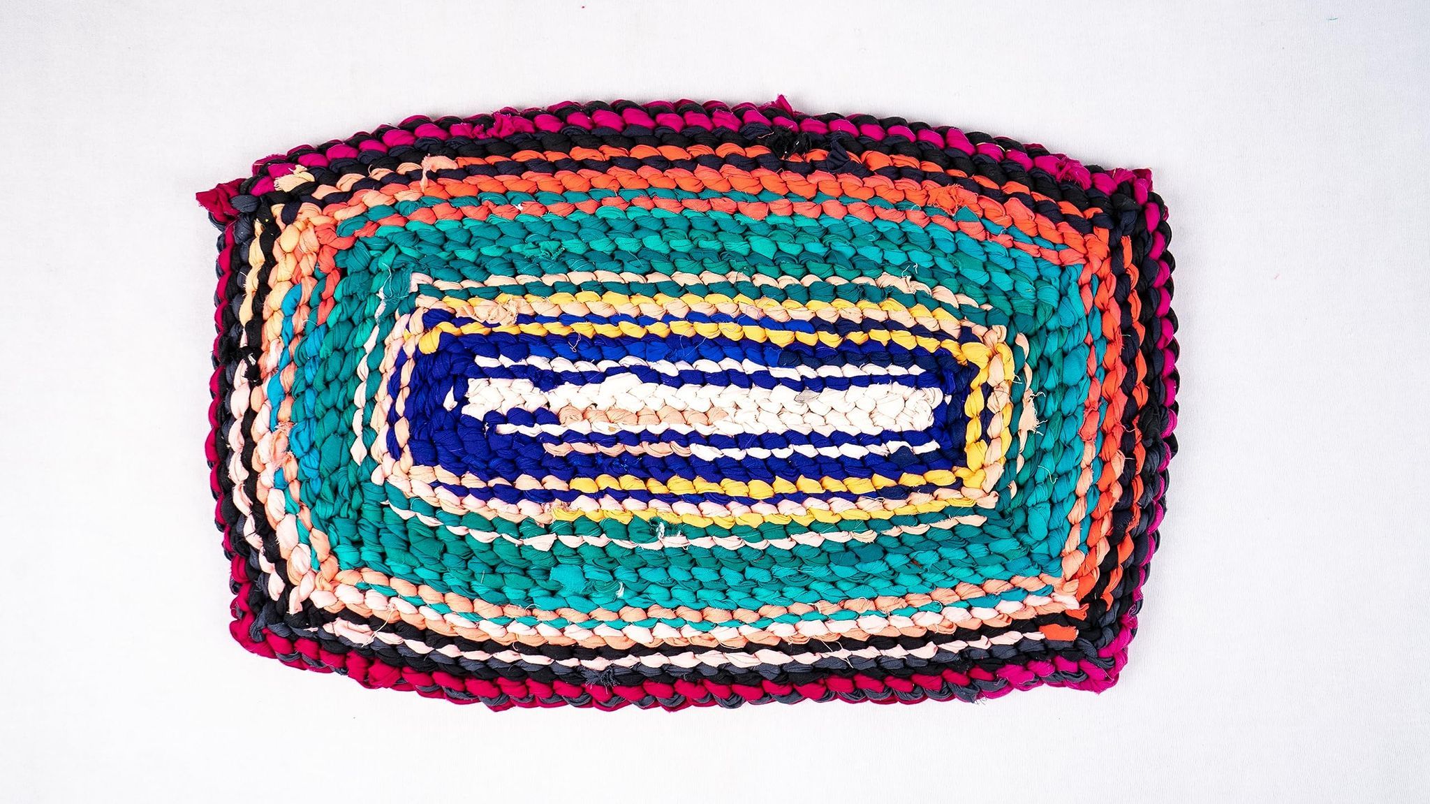 Multicolor Braided Rectangular Textile Doormat