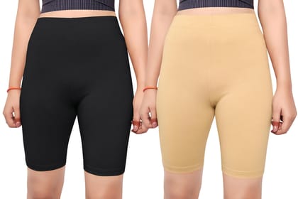 Women WORTH Cotton Cycling Shorts for Women Combo Pack 2