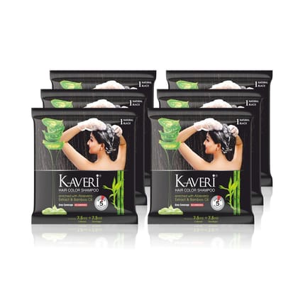 KAVERi MEHENDI CONE Hair Color Shampoo For Men & Women Pack Of 12 (Natural Black)|No Ammonia, No Parabens Enriched With Aloe Vera Extract, Bamboo Oil & Henna KAVERi MEHENDI CONE Hair Color Shampoo For Men & Women Pack Of 12 (Natural Black)|No Ammonia, No Parabens Enriched With Aloe Vera Extract, Bamboo Oil & Henna