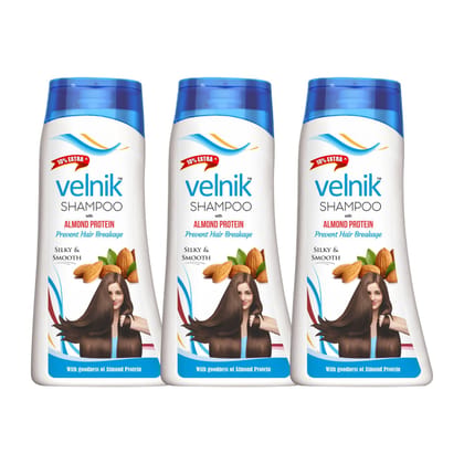 Velnik Natural Shine Hair Shampoo with Goodness of Almond Prevent Hair Breakage For Silky Smoothing and Dry Hair - pack of 3 (88ml) Velnik Natural Shine Hair Shampoo with Goodness of Almond Prevent Hair Breakage For Silky Smoothing and Dry Hair - pack of 3 (88ml)