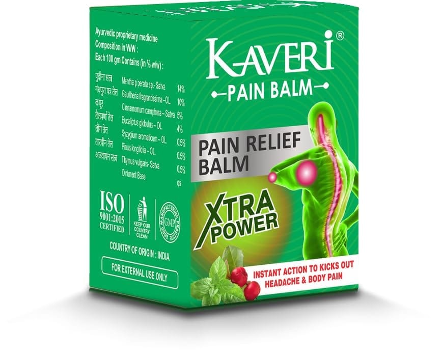 Kaveri Pain Relief Balm Ayurvedic xtra power balm for effective relief from headache and body pain,sprain and cold (pack of 10, 8gm each)