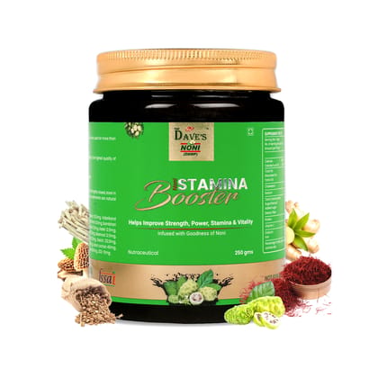 Dave's Noni Stamina Booster 250 Gram - Sugar-Free, Immunity & Digestive System Support, Antioxidant, Anti-Aging Formula with Giloy, Ashwagandha, Amla & Noni for Healthy Skin, Hair, Teeth, and Bones – Suitable for All Age Dave's Noni Stamina Booster 250 Gram - Sugar-Free, Immunity & Digestive System Support, Antioxidant, Anti-Aging Formula with Giloy, Ashwagandha, Amla & Noni for Healthy Skin, Hair, Teeth, and Bones – Suitable for All Age