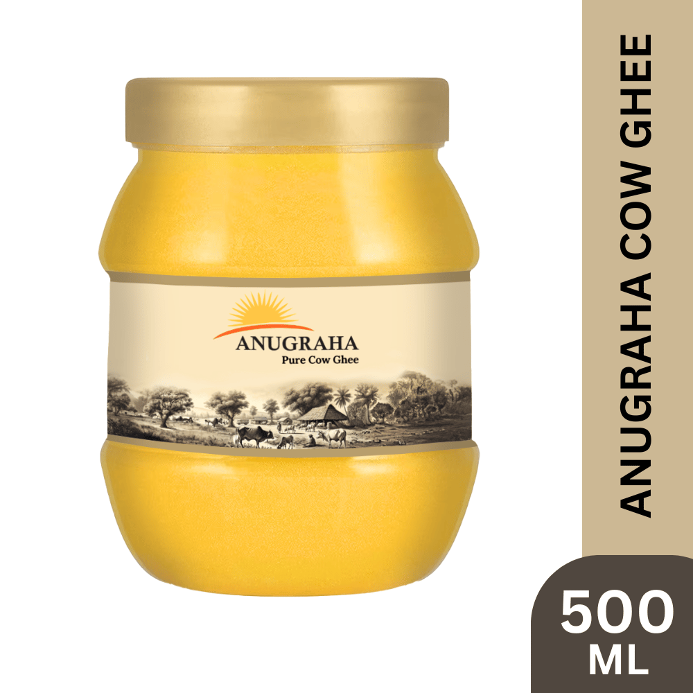 Anugraha Organic Grass-Fed Cow Ghee | Pure Desi Bilona Ghee | Cultured Vedic Ghee | 100% Natural & Traditional&nbsp;Processed Ghee, 500ml
