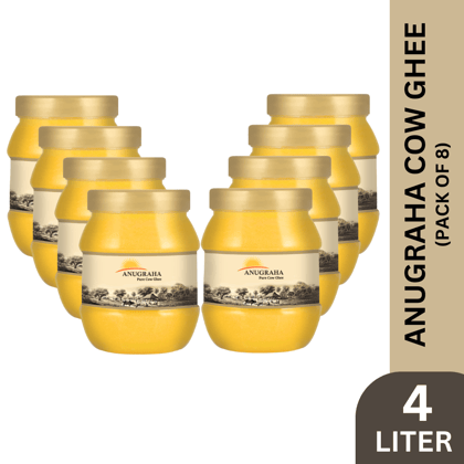 Anugraha Organic Grass-Fed Cow Ghee | Pure Desi Bilona Ghee | Cultured Vedic Ghee | 100% Natural & Traditional&nbsp;Processed (500 ml Pack of 8) - 4 Litre