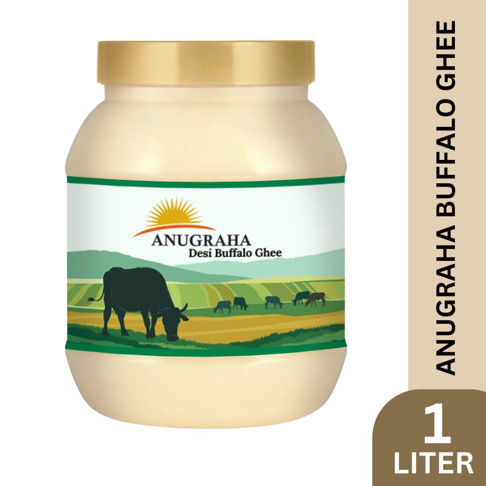 Anugraha Organic Grass-Fed Buffalo Ghee | Pure Desi Bilona Ghee | Cultured Vedic Ghee | 100% Natural & Traditional&nbsp;Processed | Ghee 1 liter