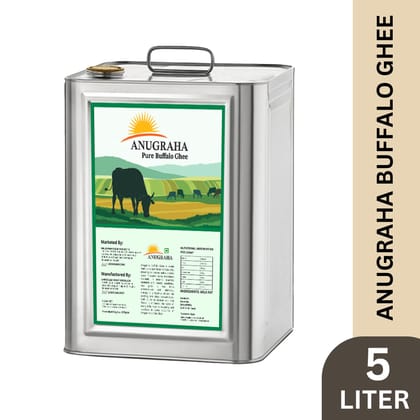 Anugraha Organic Grass-Fed Buffalo Ghee | Pure Desi Bilona Ghee | Cultured Vedic Ghee | 100% Natural & Traditional&nbsp;Processed - 5 Liter