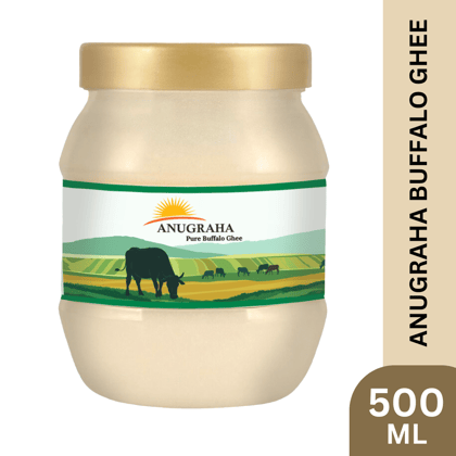Anugraha Organic Grass-Fed Buffalo Ghee | Pure Desi Bilona Ghee | Cultured Vedic Ghee | 100% Natural & Traditional&nbsp;Processed  Anugraha Pure Buffalo Ghee, 500ml