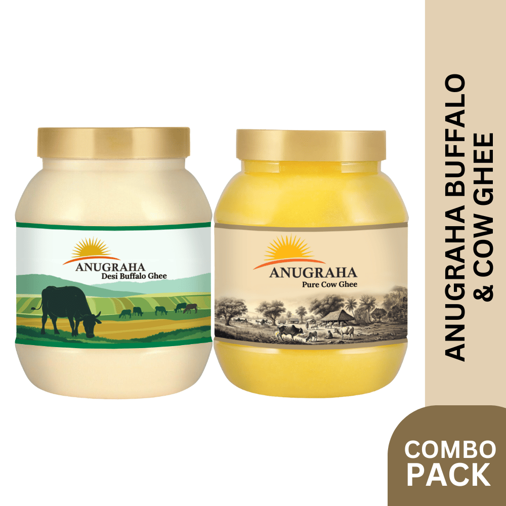 Anugraha Combo Pack of Desi Buffalo Ghee and Pure Cow Ghee ( Pack of 2 ) - 2 liter