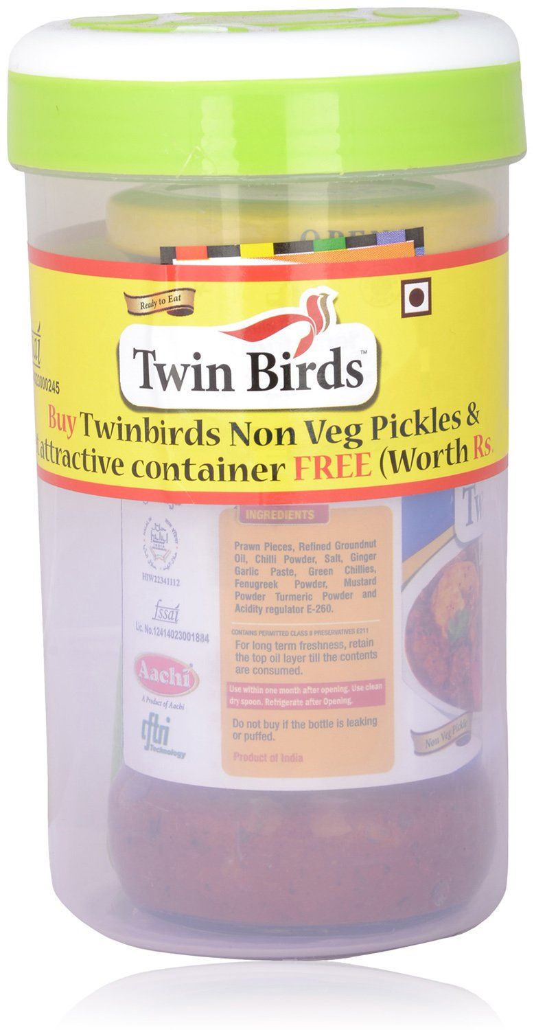 Twin Birds Pickle - Prawns, 300g Bottle