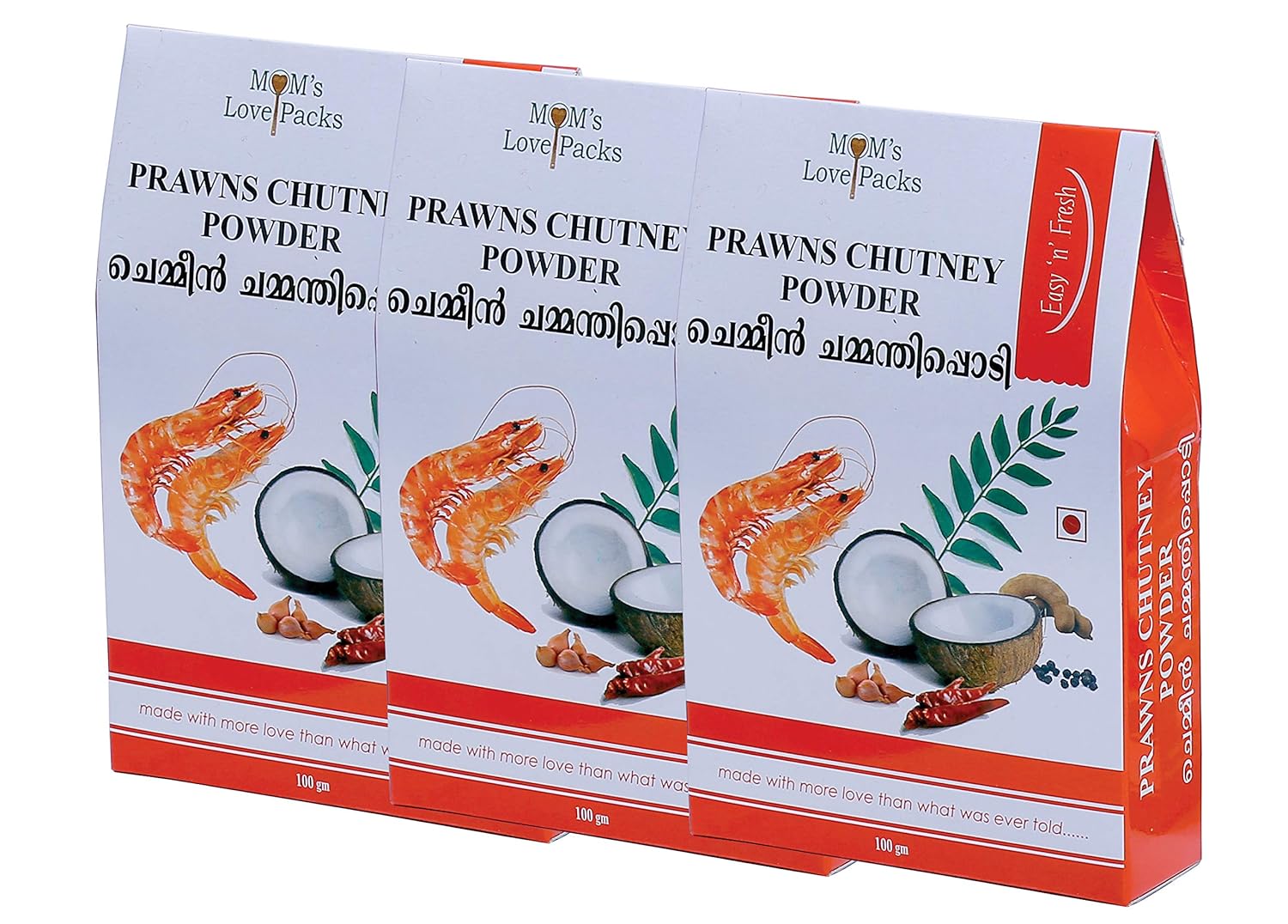 Mom's Love Packs Prawns Chutney Powder 100gm - (Pack of 3)