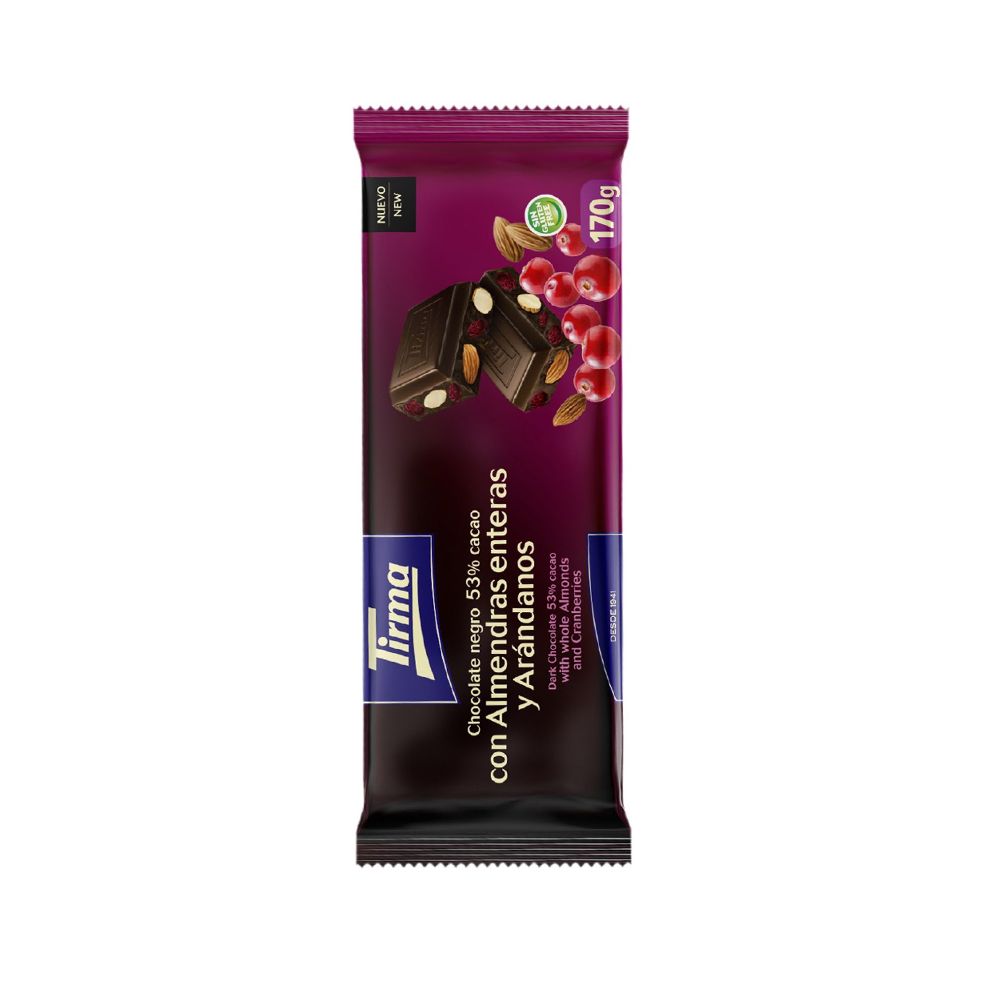 Tirma Dark Chocolate with Raspberries and Almonds, 170 gm