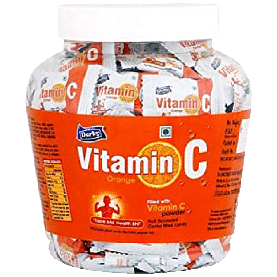 Derby Vitacin Orange Flavoured Candy - Rich In Vitamin C, 350 G (24 Pcs)