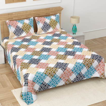 Queen Size (90x100 inches) Cotton Double Bedsheet with 2 Pillow Covers – (NQB-RG-306)